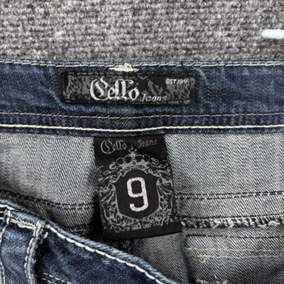 Cello Low Rise Boot Cut Jeans Embroidered Embellished Juniors 9 Y2K Distressed - Picture 5 of 16